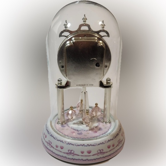 Precious Moment Pink/White Porcelain Glass Dome Anniversary Clock 2002 - Picture 3 of 3
